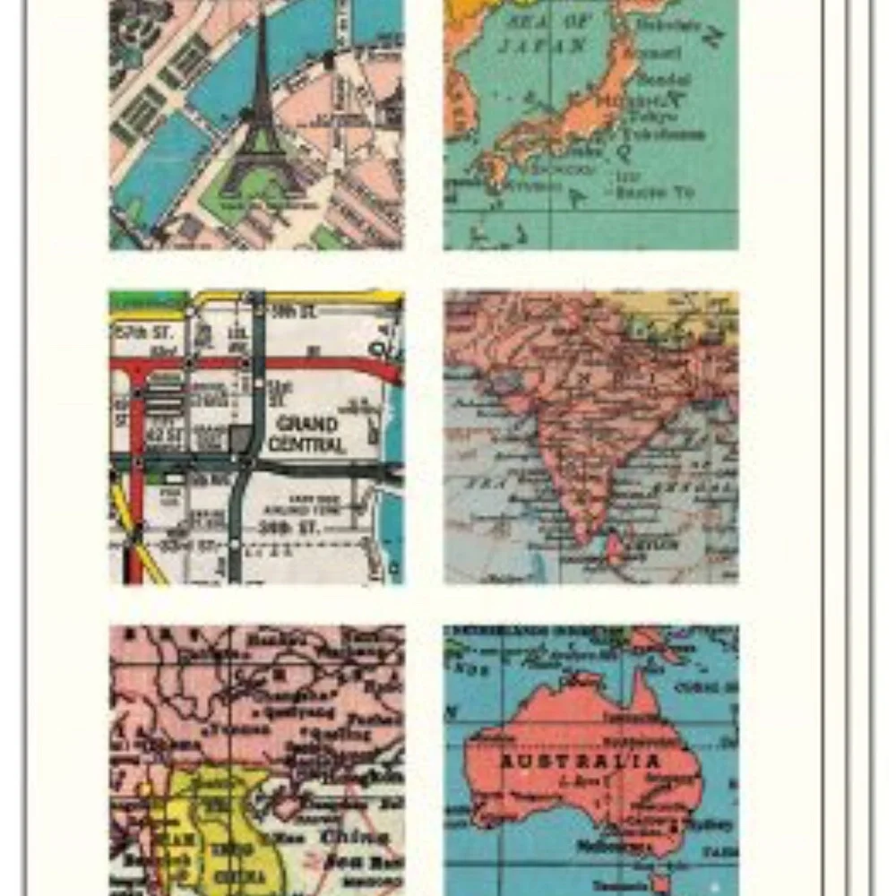 Vintage Maps - Cavallini & Co. Vintage Stickers NEW IN BOX